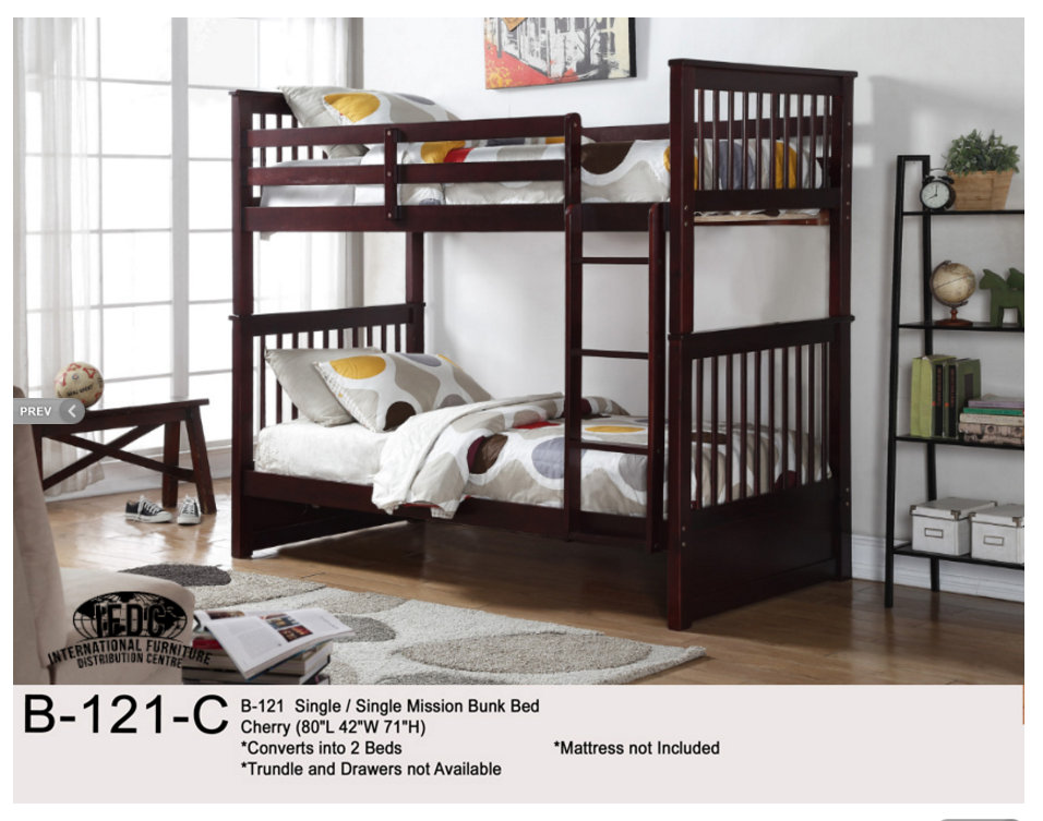 double and single bunk bed with mattresses