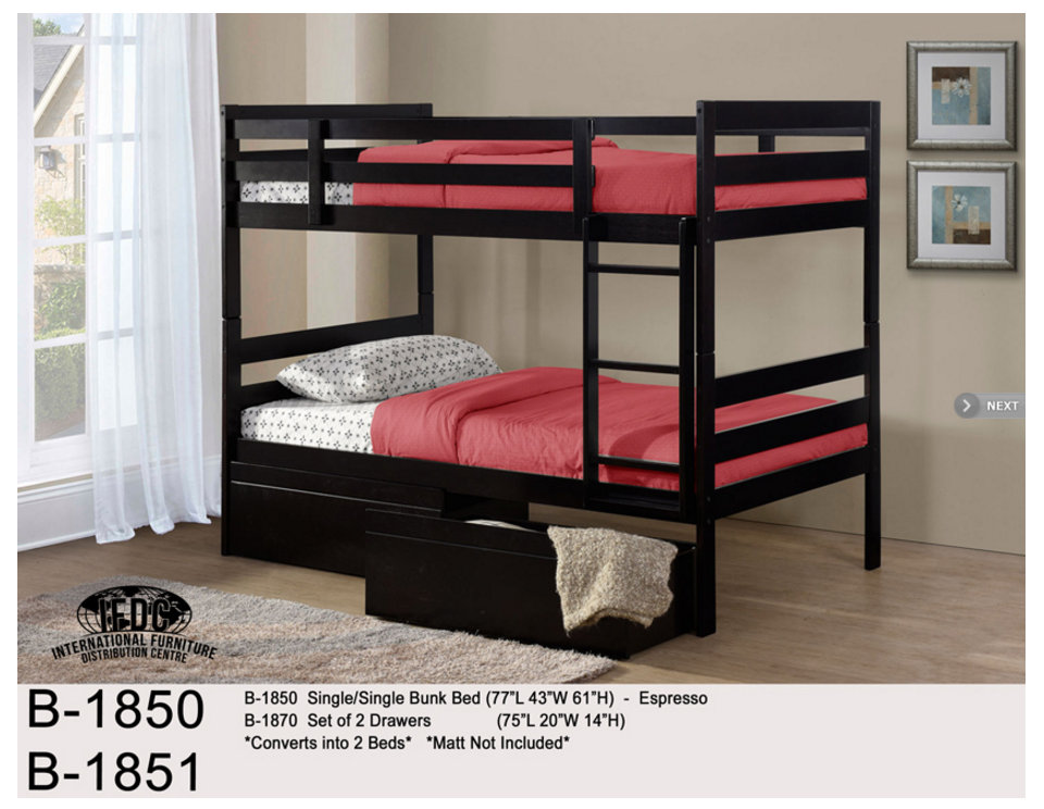 twin bunk beds that separate