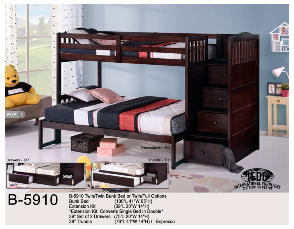 double over double bunk bed with trundle