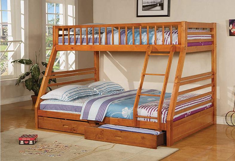 double and single bunk bed with mattresses